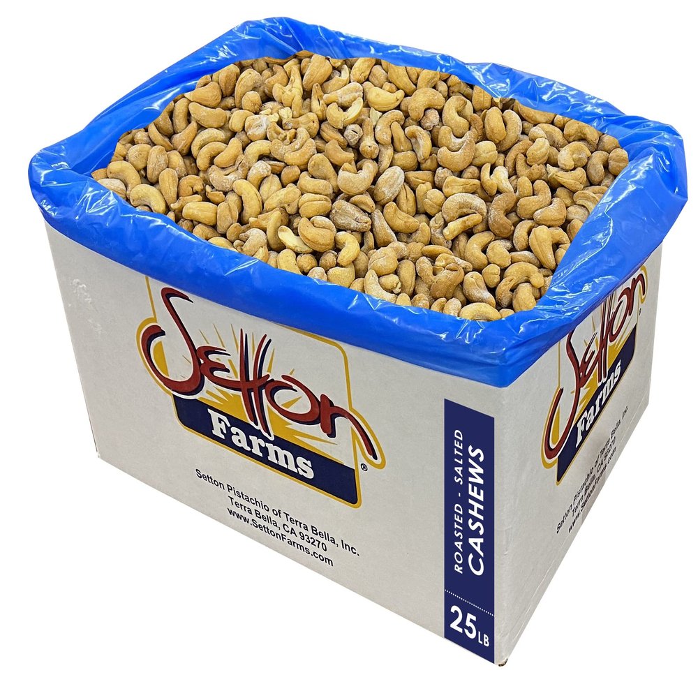 Cashews Roasted Salted, Extra Large Cashews (240's), 25 Lbs. Bulk Case, Kosher
