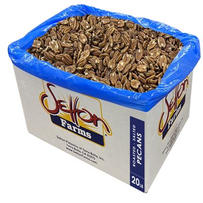 Pecans Roasted Salted, 20 Lbs. Bulk Case, Kosher