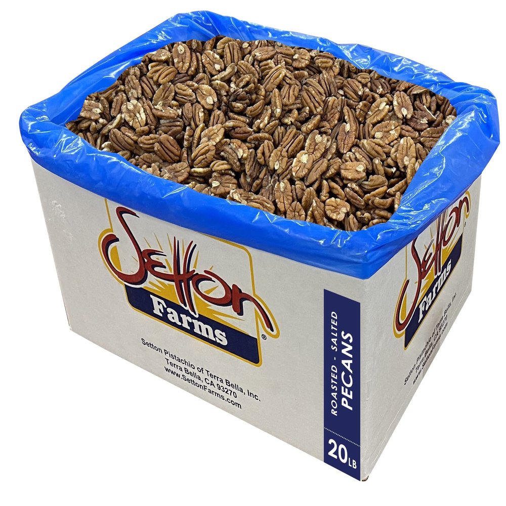 Pecans Roasted Salted, 20 Lbs. Bulk Case, Kosher