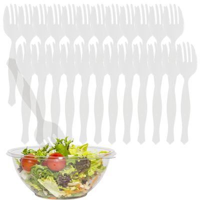 PARTY BARGAINS 8.75" Disposable Clear Plastic Serving Forks, 24 Pack, Heavy Duty Kitchenware Serving Fork Utensil for Wedding, Catering Services, Buffet, Birthday Parties