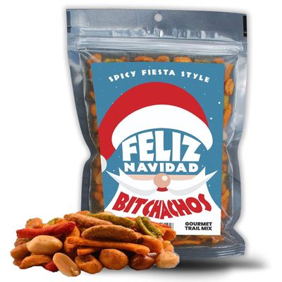 Funny Christmas Premium Trail Mix - Hilarious Stocking Stuffers for Men Food Spicy Gifts for Women - Unique Foods Gifts and Gourmet Basket Ideas Care Packages Christmas Gag Gifts for Adults Teenagers Coworkers Friends (Feliz Navidad)
