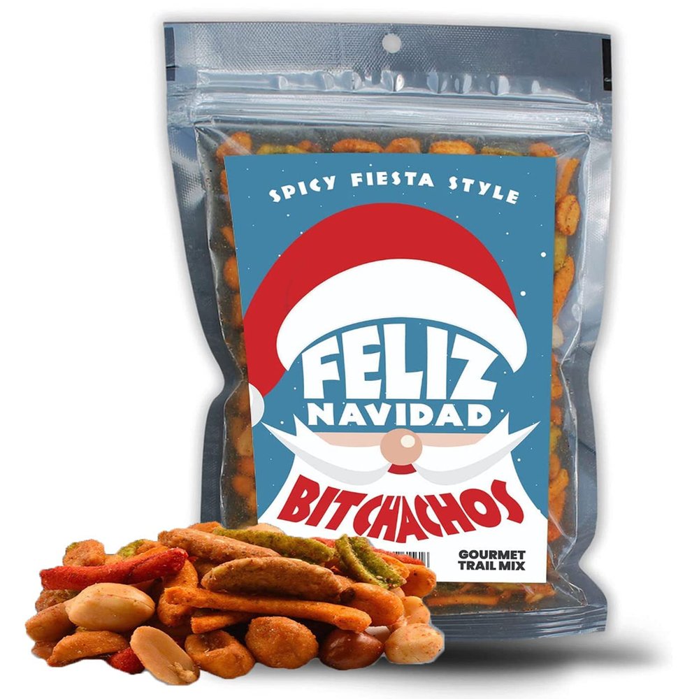 Funny Christmas Premium Trail Mix - Hilarious Stocking Stuffers for Men Food Spicy Gifts for Women - Unique Foods Gifts and Gourmet Basket Ideas Care Packages Christmas Gag Gifts for Adults Teenagers Coworkers Friends (Feliz Navidad)