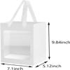 12 Pcs White Kraft Paper Gift Bags with Transparent Window, 9.84"x7.0"x5.12" Kraft Shopping Bags with Handles for Bouquet Christmas Birthdays Festivals Party Weddings Wrapping view 2
