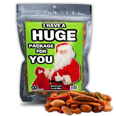 Funny Christmas Premium Trail Mix - Hilarious Stocking Stuffers for Men Food Spicy Gifts for Women - Unique Foods Gifts and Gourmet Basket Ideas Care Packages Christmas Gag Gifts for Adults Teenagers Coworkers Friends (Package)