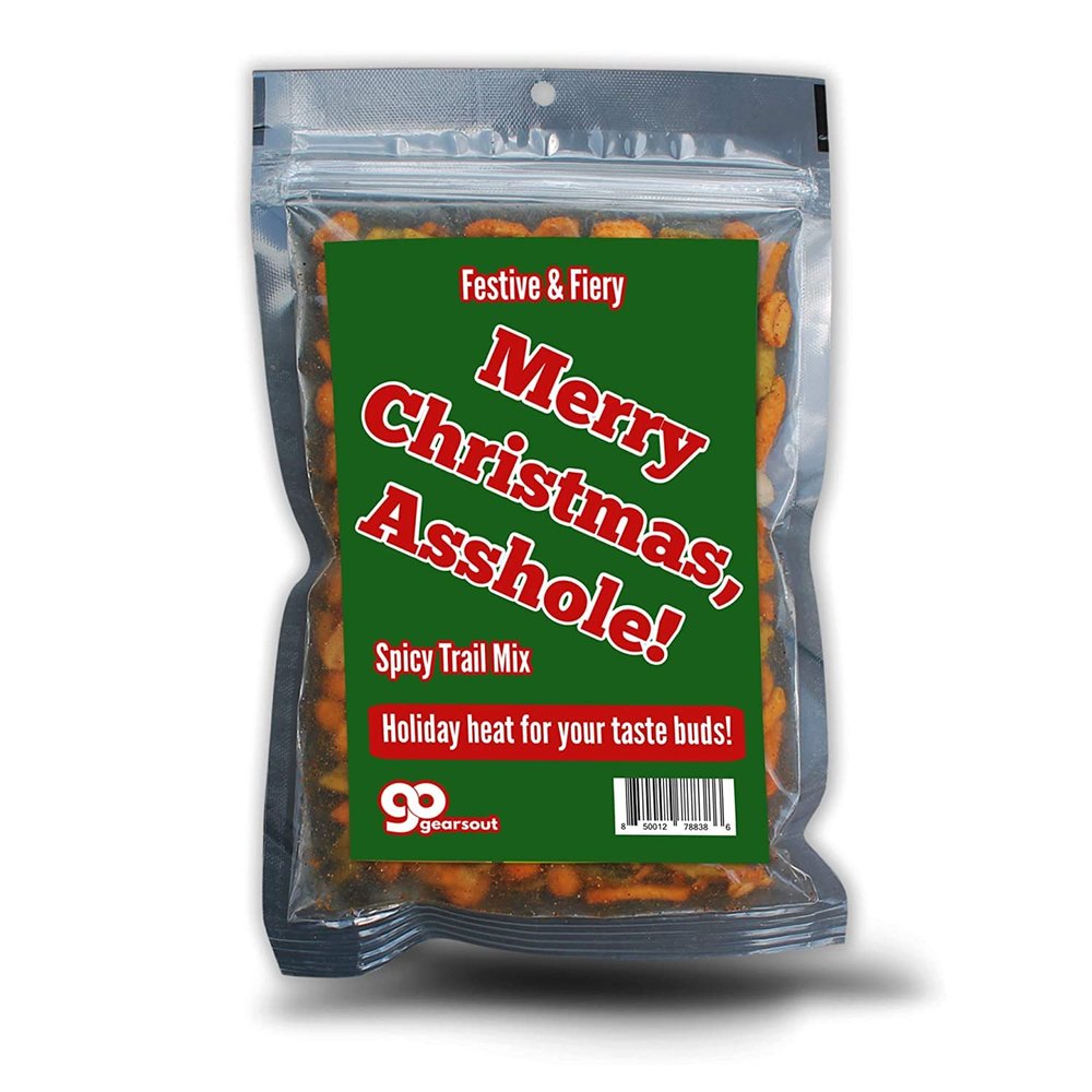 Funny Christmas Premium Trail Mix - Hilarious Stocking Stuffers for Men Food Spicy Gifts for Women - Unique Foods Gifts and Gourmet Basket Ideas Care Packages Christmas Gag Gifts for Adults Teenagers Coworkers Friends (Merry Xmas)