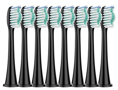 8Pcs Toothbrush Replacement Heads Compatible with Philips Sonicare Electric Toothbrushes Snap-on Handles (Black)
