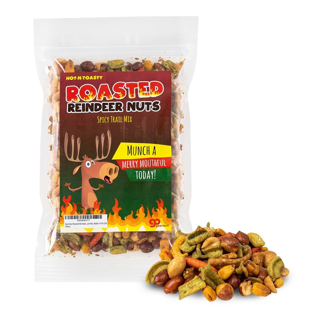 Funny Christmas Premium Trail Mix - Hilarious Stocking Stuffers for Men Food Spicy Gifts for Women - Unique Foods Gifts and Gourmet Basket Ideas Care Packages Christmas Gag Gifts for Adults Teenagers Coworkers Friends (Reindeer Nuts)
