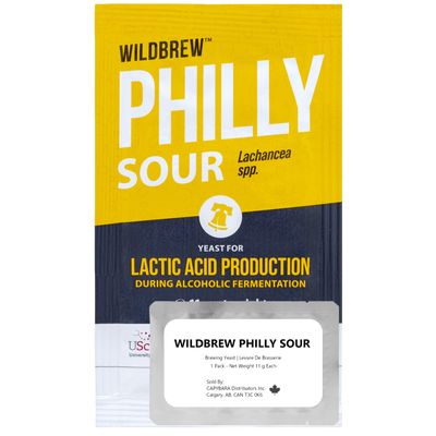 WildBrew Philly Sour Brewing Yeast (1 Pack) - Sour Beer Yeast - Make Beer At Home - 11 g Sachets - Lachancea spp. - Sold by CAPYBARA Distributors Inc.