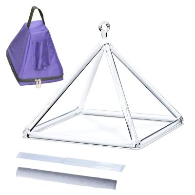 GREALY Chakra Optically Clear Quartz Crystal Singing Merkaba Pyramid with Singing Pyramid Carrying Case and Two Types Crystal Singing Bowl Striker (Color : Clear, Size : 10 inch)