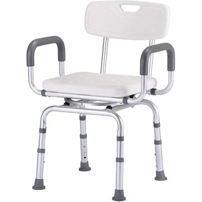 360 Shower Chair for Swivel, Non-Slip Safety Shower Seat with Arms and Back, Heavy Duty Medical Obese Portable Bath Seat Adjustable Shower Bench, for Elderly & Disabled