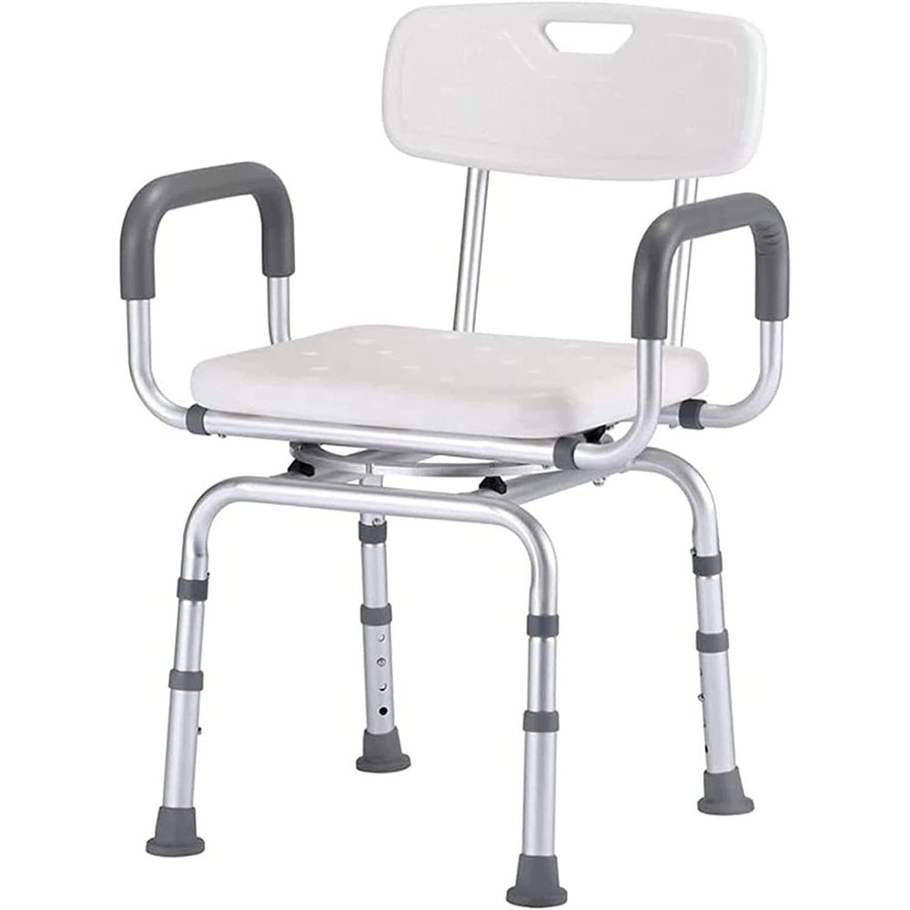 360 Shower Chair for Swivel, Non-Slip Safety Shower Seat with Arms and Back, Heavy Duty Medical Obese Portable Bath Seat Adjustable Shower Bench, for Elderly & Disabled