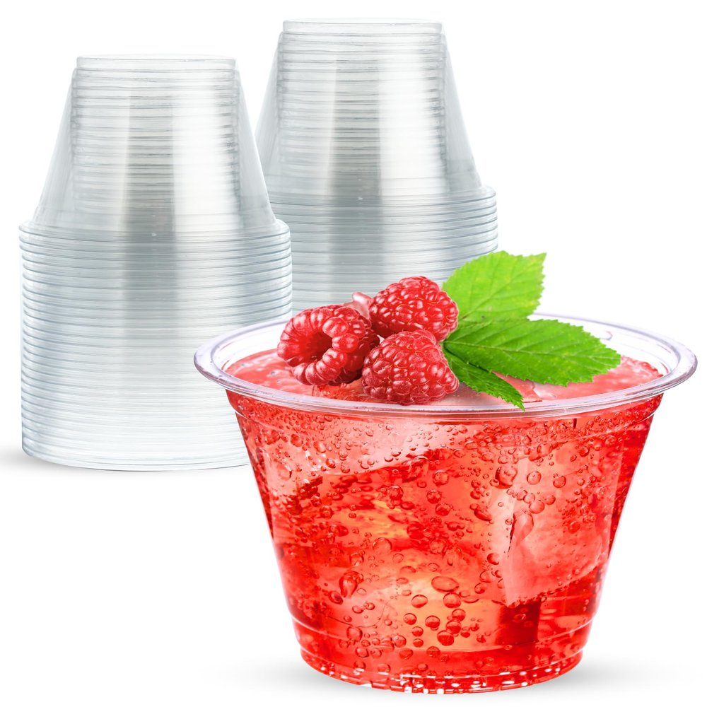 9 oz Clear Plastic Cups, 50 Pack 9oz Plastic Cocktail Party Cups, Disposable Wine Glasses Small Drinking Cups for Wedding, Punch Cup, Reusable Food Safe