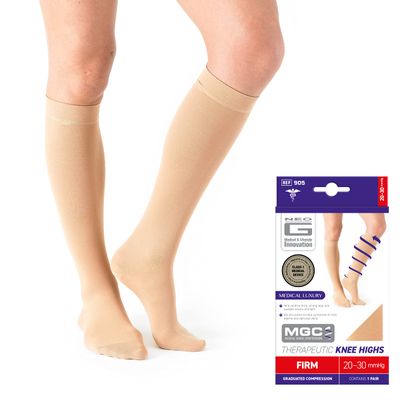 Neo G Therapeutic Compression Socks for Women 20-30 mmhg knee high - for spider or varicose veins, swollen legs, feet, ankles, edema. Closed or Open Toe Compressions Socks for Women (Large, Polyamide, Elastane)