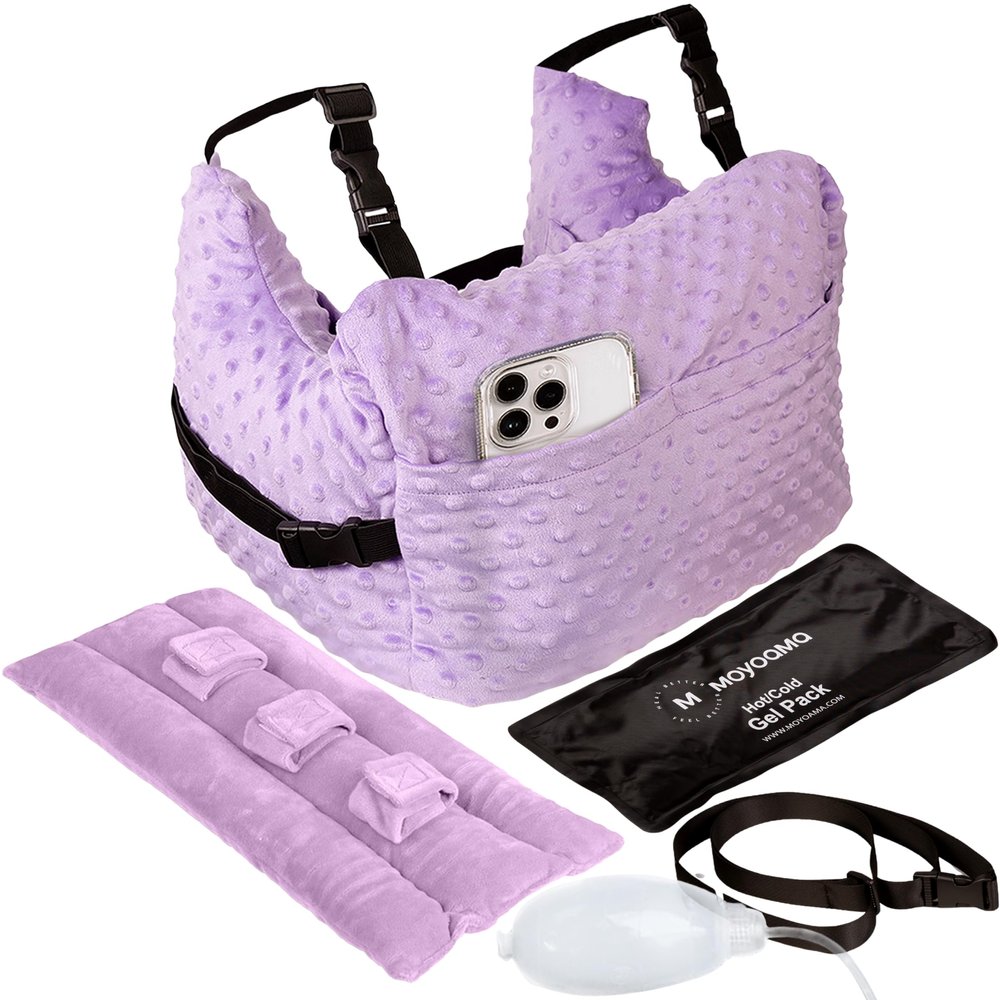 MOYOAMA Post Mastectomy Pillow 4 Pcs Protective Kit incl 1 Gel Pack, Seatbelt Cushion, Shower Lan- Breast Surgery Must Haves,Breast Reduction Recovery Supplies, Breast Augmentation,Post Op Essentials