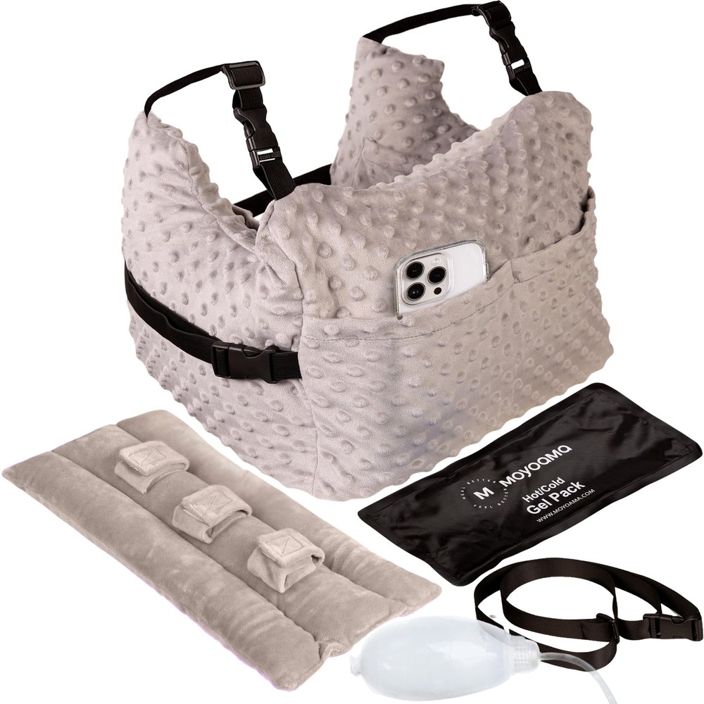 MOYOAMA Post Mastectomy Pillow 4 Pcs Protective Kit incl 1 Gel Pack, Seatbelt Cushion, Shower Lan- Breast Surgery Must Haves,Breast Reduction Recovery Supplies, Breast Augmentation,Post Op Essentials