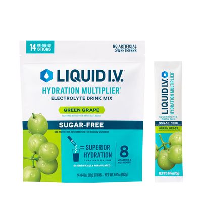 Liquid I.V. Hydration Multiplier Sugar-Free - Green Grape | Electrolyte Powder Drink Mix | 1 Pack (14 Servings)