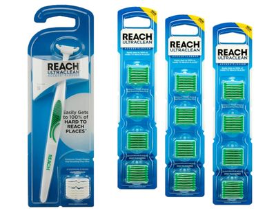 REACH Ultraclean Access Flosser Starter Bundle | Proper & Durable Oral Care & Hygiene | Effective Plaque Removal, Teeth & Gum Protection, PFAS-Free | Starter Kit + 3pk Mint Refills (28ct.)