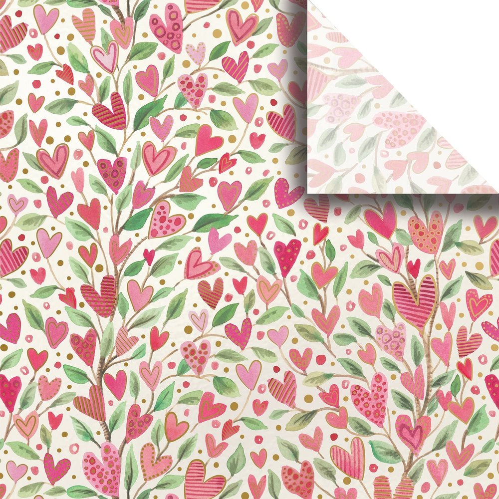 Printed Unfolded Gift Tissue 20" x 30", Love Grows Hearts (240 Sheets)