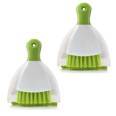 Dust pan Broom Brush Dustpan - Small Broom and Dustpan Set,Mini Broom and Dustpan,Small Dustpan and Brush Set for Home Cleaning,Sofa,Desk,Guinea Pig Cage,Cat Litter etc.Green 2 Set