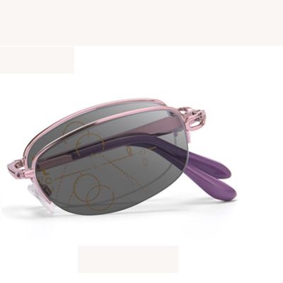 FREAZE Folding Sunglasses Portable Reading Glasses Compact Photochromic Eyeglasses Unisex Computer Eyewear Light Weight Readers (Color : Pink, Size : 2.5x)