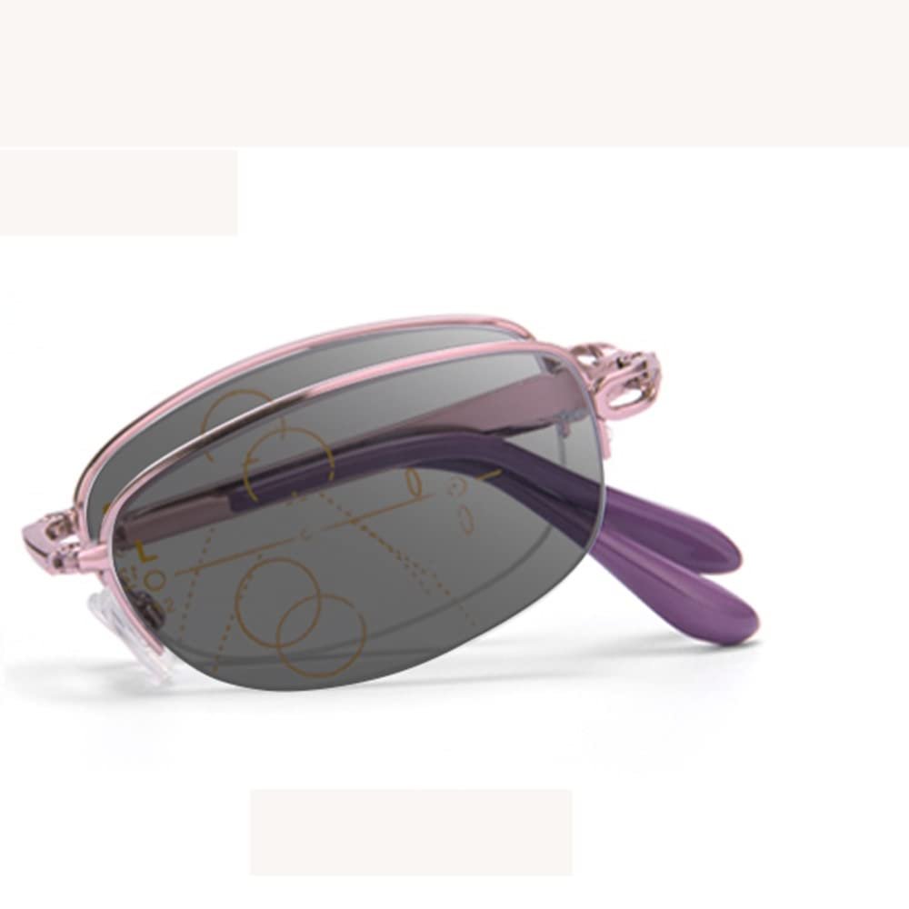 FREAZE Folding Sunglasses Portable Reading Glasses Compact Photochromic Eyeglasses Unisex Computer Eyewear Light Weight Readers (Color : Pink, Size : 2.5x)