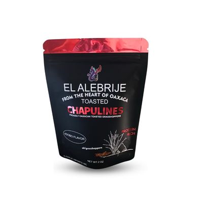 Alebrixes | Chapulines From Oaxaca 2 oz (57g) | Adobo Flavor Grasshoppers | Premium Fresh Gourmet Edible Insects | Marinated Spicy Flavor - Always Fresh Toasted Mexican Snack.