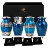 Graceful Small Urns for Human Ashes Keepsake Elegant Cremation Urn for Cherished Memories Tiny Urn Keepsakes Mini Urns for Human Ashes (Blue, Set of 4) view 1