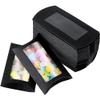 ccHuDE 50 Pcs Kraft Paper Pillow Boxes Small Goodies Treat Box Party Favor Packaging Cases Wedding Candy Gift Case with Clear Window Black view 4