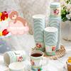 Pinkunn 80 Pcs Paper Tea Cups Disposable Tea Party Decorations 7 oz Floral Paper Teacups with Handle for Hot and Cold Drinks Girl Mom Birthday Baby Shower Bridal Wedding Spring(Blue) view 2