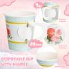 Pinkunn 80 Pcs Paper Tea Cups Disposable Tea Party Decorations 7 oz Floral Paper Teacups with Handle for Hot and Cold Drinks Girl Mom Birthday Baby Shower Bridal Wedding Spring(Blue) view 4