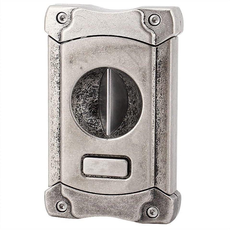 TOEWOE V- Cut Cigar Cutter, Stainless Steel Cigar Cutter, Cigar Cutter Guillotine, Stainless Steel Blades, Built-in Cigar Punch Cutter, Gift for Father, Boyfriend (Color : Silver)