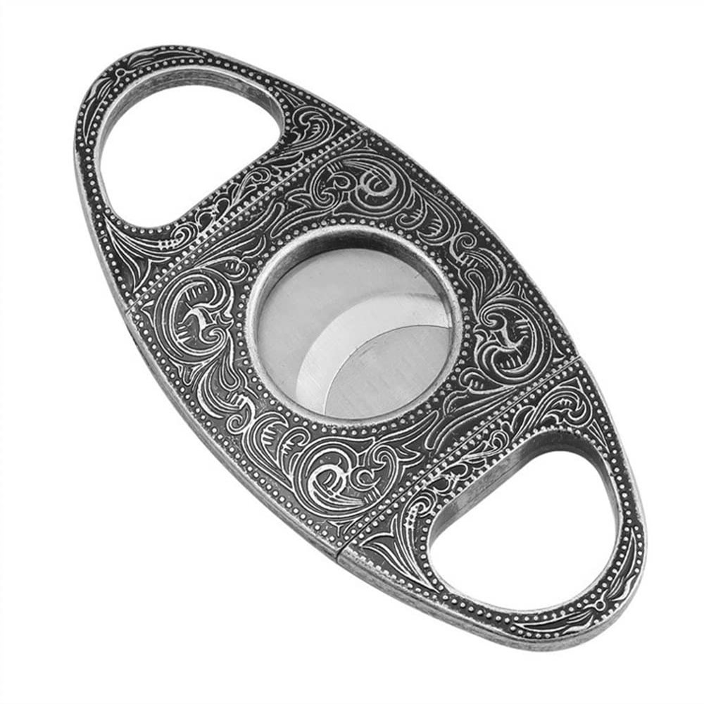 TOEWOE Portable Cigar Cutter, Cigar Cutter Guillotine, Stainless Steel Double Blade Cigar Guillotine, Gifts for Men (Color : Silver)