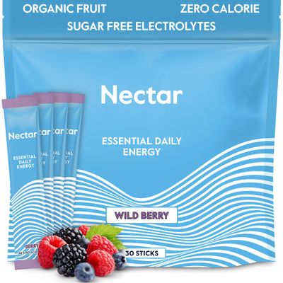 Nectar Energy Booster - Organic Caffeine, B12 & Electrolytes - Sugar Free & Zero Calorie  Healthy Coffee, Energy Drink & Soda Alternative  Hydration & Energy Supplement (Berry 30 Powder Packets)