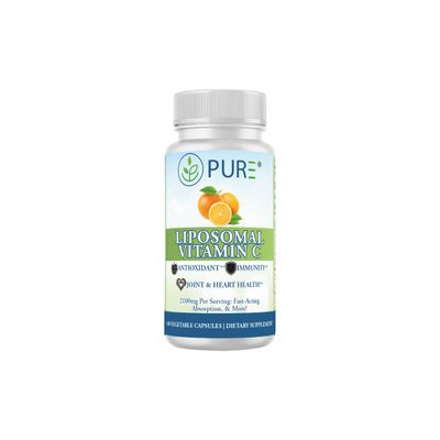 PURE Liposomal Vitamin C Capsules, 2100mg, Sunflower Lecithin, 180 Capsules, 60-Day Supply, Premium Wellness Supplement