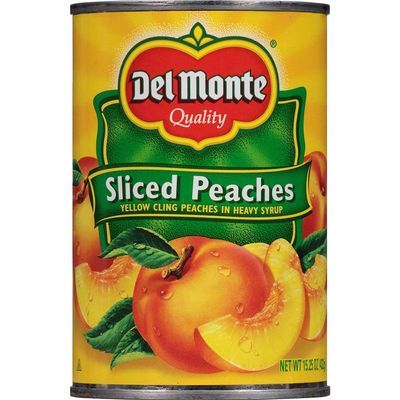 Del Monte (2 Cans) Del Monte Sliced Peaches, Canned Fruit, 15 oz per Can. Total 30 Ounces.DEL Monte Yellow Cling Sliced Peaches in 100% Juice