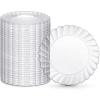 200 Pcs Clear Plastic Plates 6 Inch Disposable Fancy Salad Dessert Plates Round Clear Party Plates for Weddings Reception Catering Birthday Celebration Buffets Fiestas Dinner Appetizer Cake Supplies view 1