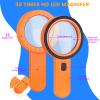 AIXPI Magnifying Glass with Light, Handheld Large Magnifying Glass 12 LED Illuminated Lighted Magnifier for Macular Degeneration Seniors Reading Inspection Coins Jewelry Orange view 2