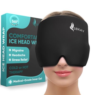 Comfortable Migraine Headache Relief Cap - Migraine Ice Head Wrap With 360 Form Fitting Design - Gel Ice Cap - Natural Hot or Cold Therapy For Headache, Tension, Puffy Eyes, Stress -One Size fits all