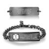 Divoti Custom Engraved Medical ID Alert Bracelet, 4-Line Personalized Conditions | 5.5-9" Stainless Steel Rope Chain with Secure Lobster Claw/BL-WH/Medium:7.5/8.5" view 1