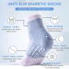 Bulinlulu Diabetic Socks with Grippers for Men Women -6 Pairs Non Binding Diabetic Ankle Slipper Socks Size 6-9 9-12(White-Large) view 3
