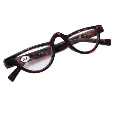 FREAZE Half Moon Reading Glasses With Spring Hinge Computer Readers For Men And Women Hd Cat Eye Eyeglasses 1.0+ 2.0+ (Color : Tortoiseshell 2, Size : 2.5X)