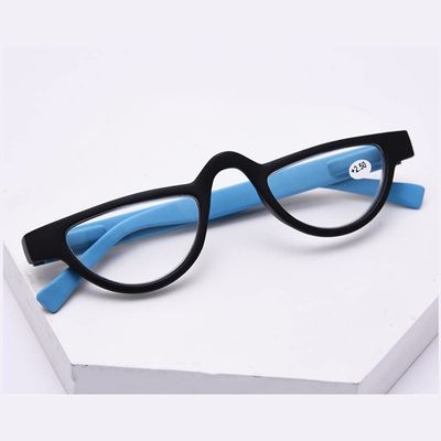 FREAZE Half Moon Reading Glasses With Spring Hinge Computer Readers For Men And Women Hd Cat Eye Eyeglasses 1.0+ 2.0+ (Color : Blue, Size : 1.0X)