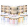 Confettiville Paper Ice Cream Cups, 50-Count 5.5-Oz Disposable Dessert Bowls for Hot or Cold Food, 5.5-Ounce Party Supplies Treat Cups, 5 Colors Pastel Stripes with Scalloped Gold Foil view 1