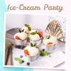 Confettiville Paper Ice Cream Cups, 50-Count 5.5-Oz Disposable Dessert Bowls for Hot or Cold Food, 5.5-Ounce Party Supplies Treat Cups, 5 Colors Pastel Stripes with Scalloped Gold Foil view 2
