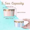 Confettiville Paper Ice Cream Cups, 50-Count 5.5-Oz Disposable Dessert Bowls for Hot or Cold Food, 5.5-Ounce Party Supplies Treat Cups, 5 Colors Pastel Stripes with Scalloped Gold Foil view 4