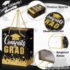 TaoBary 12 Pcs Graduation Gift Bags with Tissue Party Favor Bag Handles Class of 2025 Grad Paper Goodie Bulk for Congrats Supplies(Black Gold) view 3