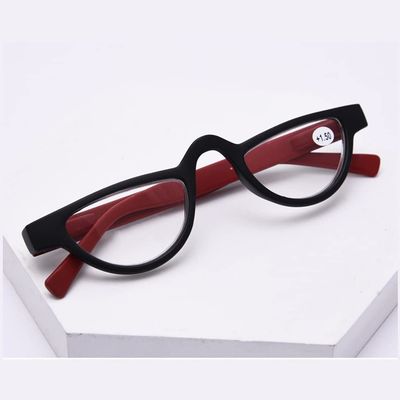 FREAZE Half Moon Reading Glasses With Spring Hinge Computer Readers For Men And Women Hd Cat Eye Eyeglasses 1.0+ 2.0+ (Color : Red, Size : 2.0X)