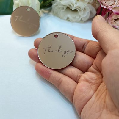 30pcs of Acrylic Mirror Tags,Mirrored Thank You Tags for Wedding Engagement Birthday Party for Guest Gift Home Decor with Hole to Hang (Rose Gold Mirror, 1.5inch)