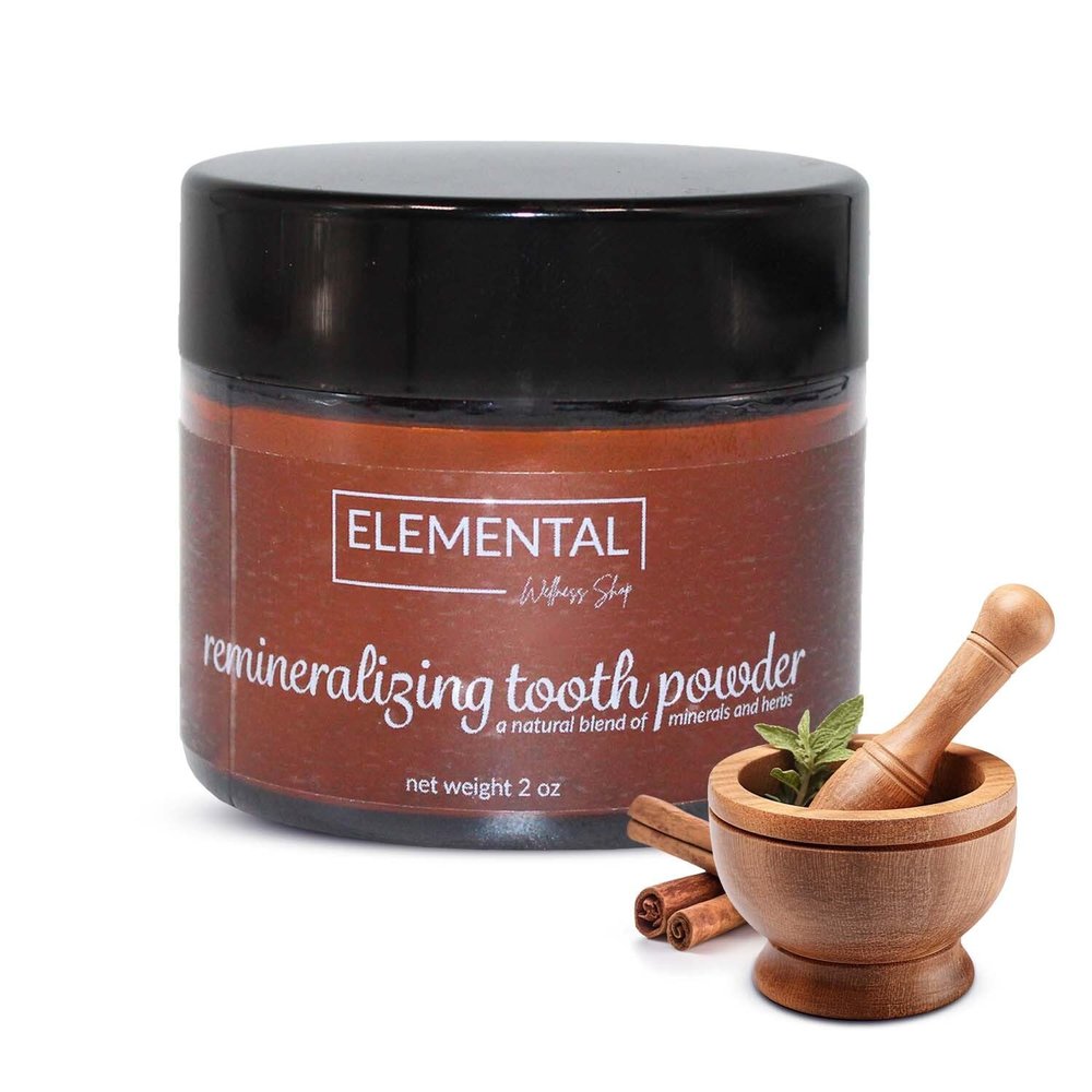 Elemental Wellness Remineralizing Tooth Powder for Healthy Teeth & Gums All Natural Clove Flavor, Fluoride-Free, Vegan, No Artificial Flavors, 2 oz, Strengthens Enamel & Promotes Oral Health