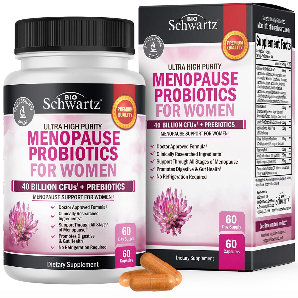 Menopause Supplements for Women - 40 Billion CFU Menopause Probiotics for Women - Support for Hot Flashes Night Sweats Mood Swings and Balance - Non-GMO, 60 Easy-Swallow Capsules, 60 Servings